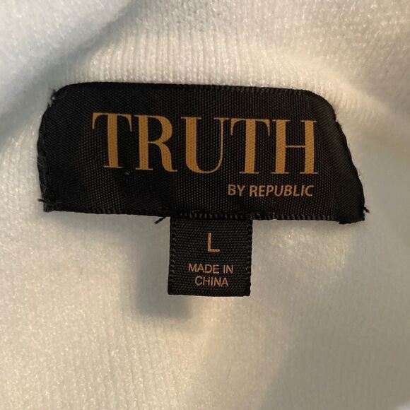 Truth by Republic Long Ivory Sweater Cardigan Shacket w/button flap pockets warm - Picture 7 of 11